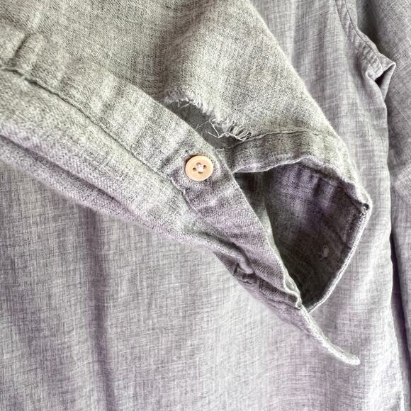 Outerknown Decade Popover Heather Gray Henley Button Down Organic Cotton Shirt M - Picture 6 of 9